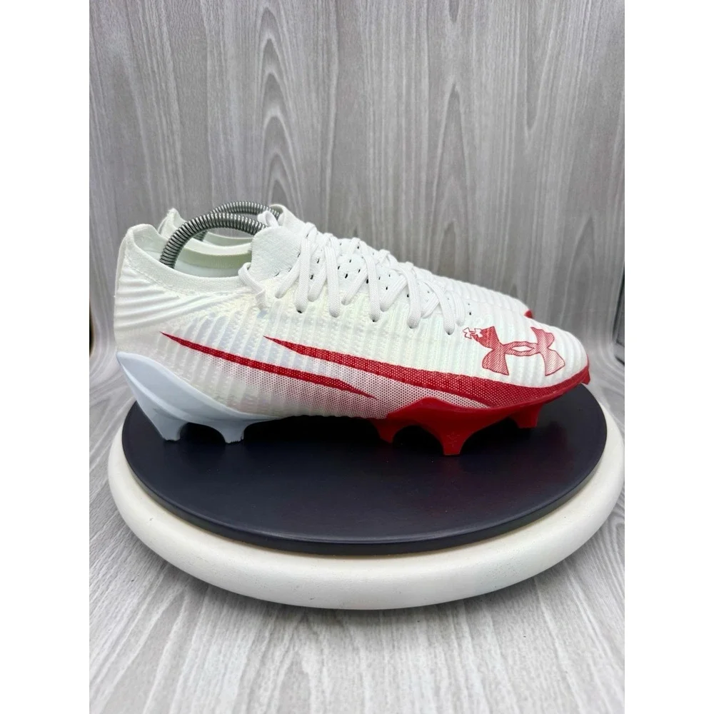 Under Armour UA Blur Pro Mens Size 9 White‎ Red Football Cleats 3028220-101